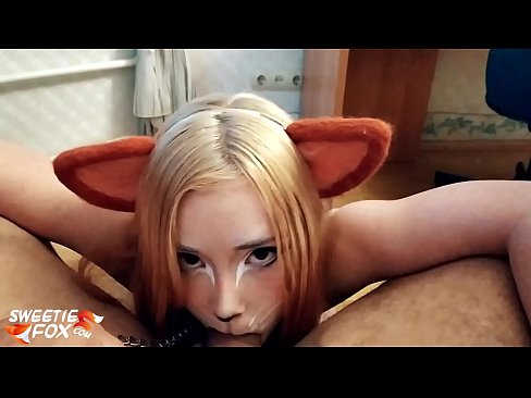 ❤️ Kitsune glutas dikon kaj kumas en ŝia buŝo ❤️❌ Malĉasuloj ĉe ni ☑